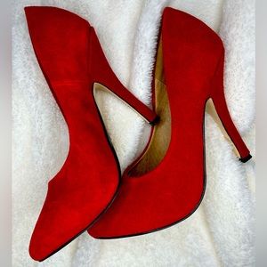 Shoedazzle Red Suede Pump Heels